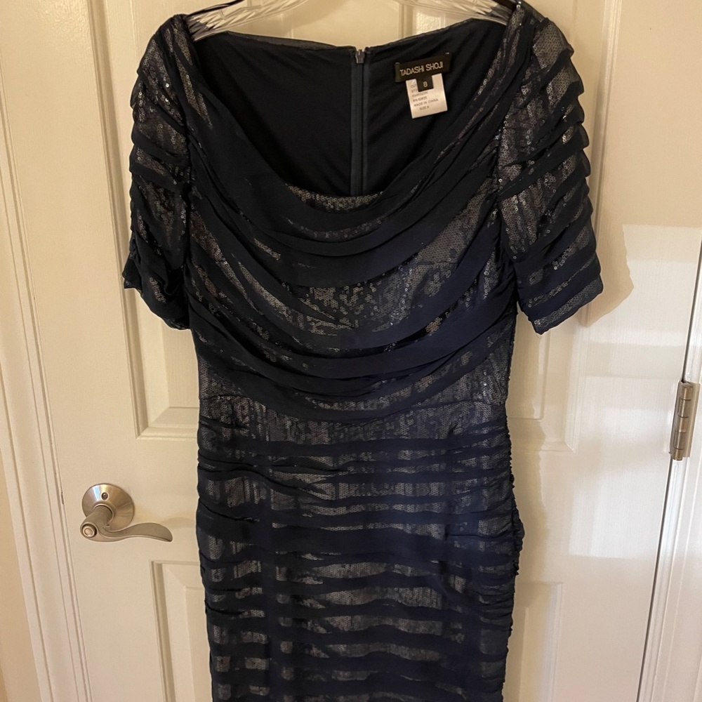 Tadashi Shoji Blue Sequined Cocktail Dress